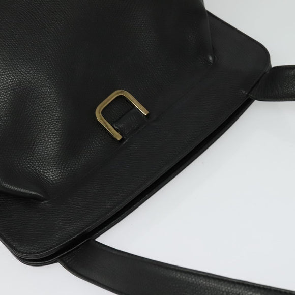 MCM Studs Shoulder Bag Leather Black Gold Auth 141865