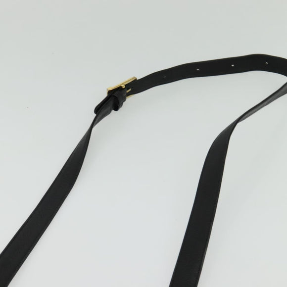 MCM Studs Shoulder Bag Leather Black Gold Auth 141865