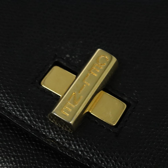 CELINE Backpack Leather Black Gold Auth 141872