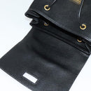 CELINE Backpack Leather Black Gold Auth 141872-9