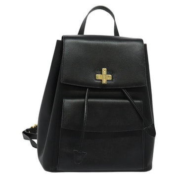 CELINE Backpack Leather Black Gold Auth 141872