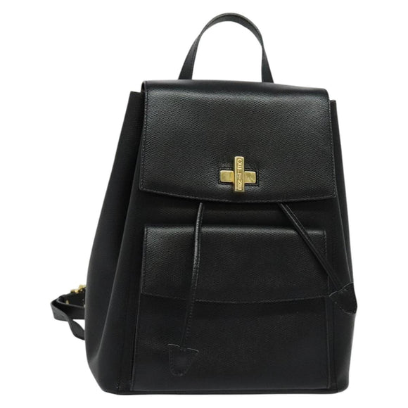 CELINE Backpack Leather Black Gold Auth 141872