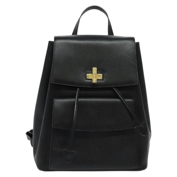 CELINE Backpack Leather Black Gold Auth 141872
