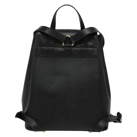 CELINE Backpack Leather Black Gold Auth 141872