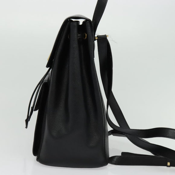 CELINE Backpack Leather Black Gold Auth 141872