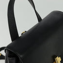 CELINE Backpack Leather Black Gold Auth 141872-6