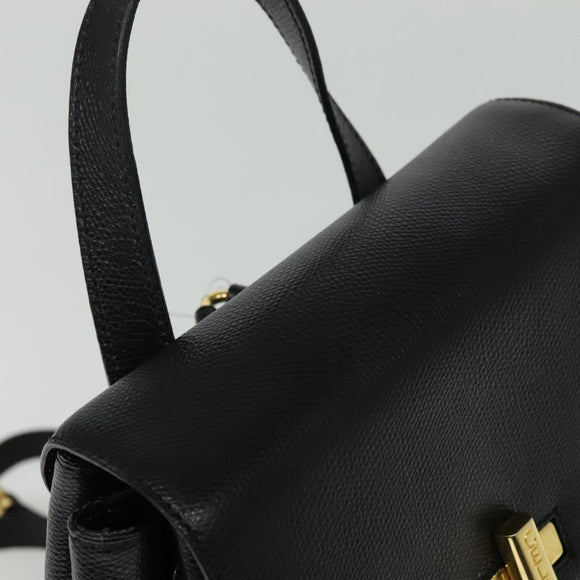 CELINE Backpack Leather Black Gold Auth 141872