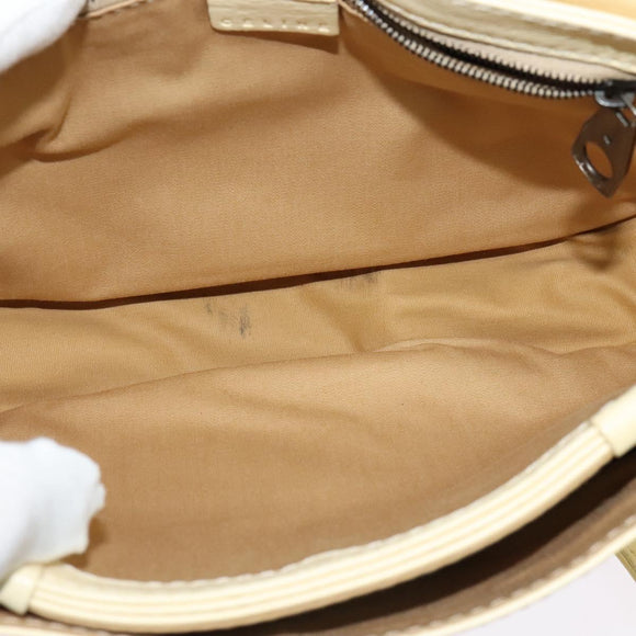 CELINE Studs Shoulder Bag Leather Cream Auth 141874