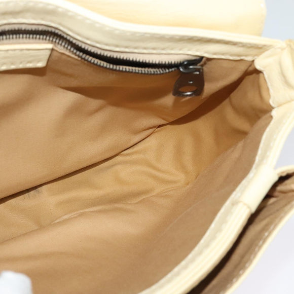 CELINE Studs Shoulder Bag Leather Cream Auth 141874