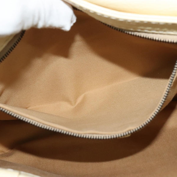 CELINE Studs Shoulder Bag Leather Cream Auth 141874