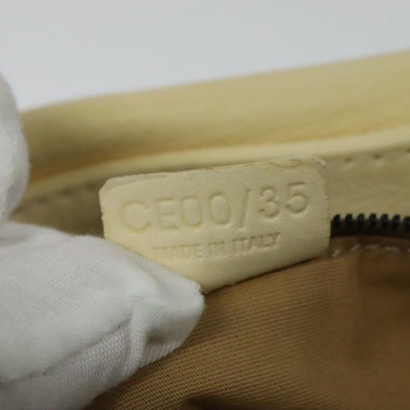 CELINE Studs Shoulder Bag Leather Cream Auth 141874