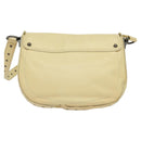 CELINE Studs Shoulder Bag Leather Cream Auth 141874-2