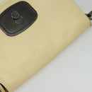 CELINE Studs Shoulder Bag Leather Cream Auth 141874-6
