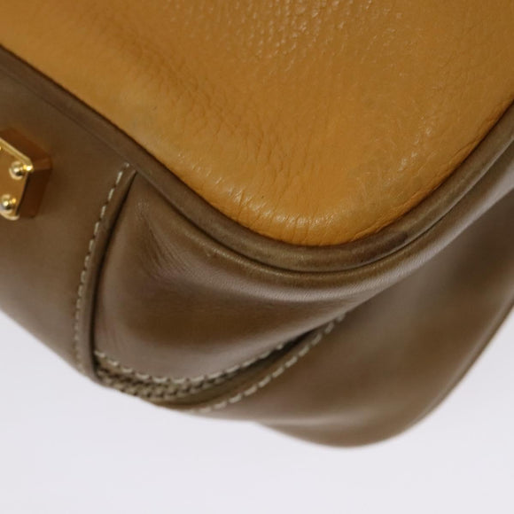 LOEWE Anagram Travel bag Boston Bag Leather Black Gold Auth 141875