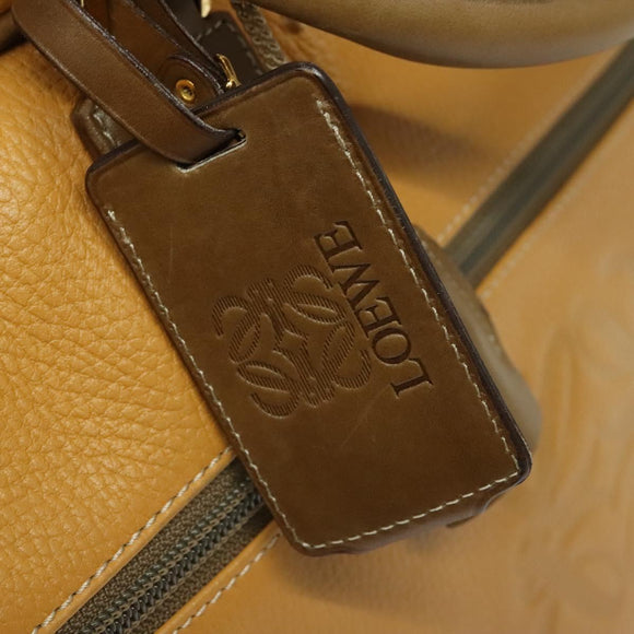 LOEWE Anagram Travel bag Boston Bag Leather Black Gold Auth 141875