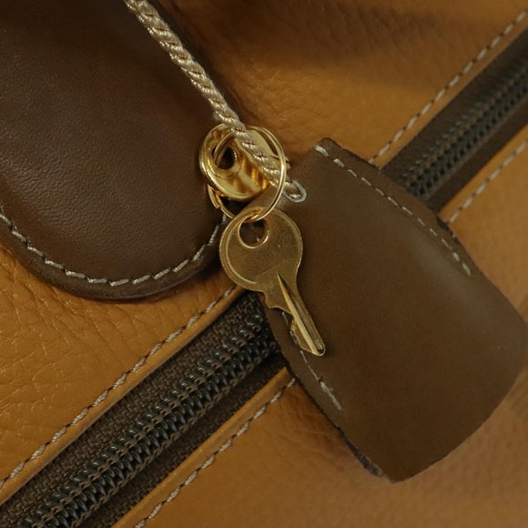 LOEWE Anagram Travel bag Boston Bag Leather Black Gold Auth 141875