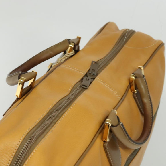 LOEWE Anagram Travel bag Boston Bag Leather Black Gold Auth 141875