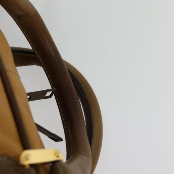 LOEWE Anagram Travel bag Boston Bag Leather Black Gold Auth 141875