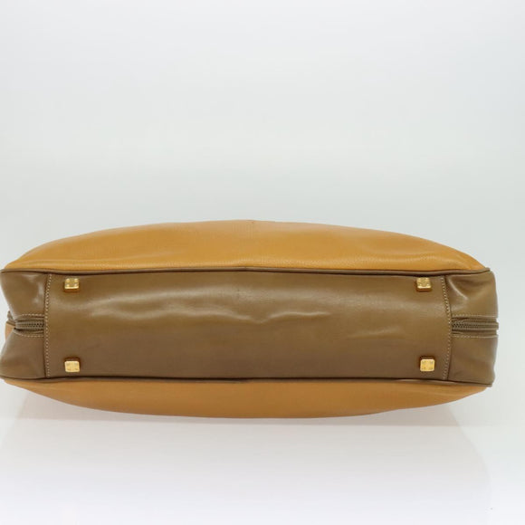 LOEWE Anagram Travel bag Boston Bag Leather Black Gold Auth 141875