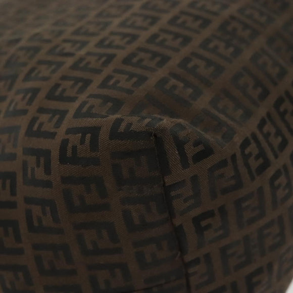 FENDI Zucchino Canvas Tote Bag Dark Brown Auth 141877