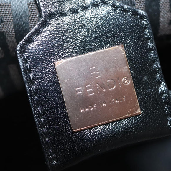 FENDI Zucchino Canvas Tote Bag Dark Brown Auth 141877