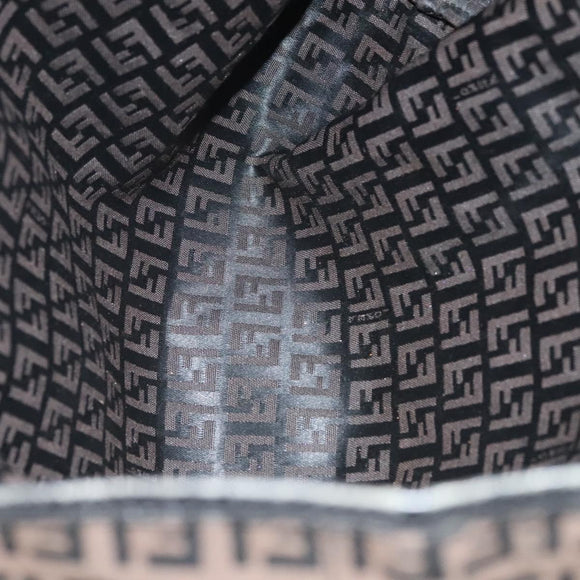 FENDI Zucchino Canvas Tote Bag Dark Brown Auth 141877