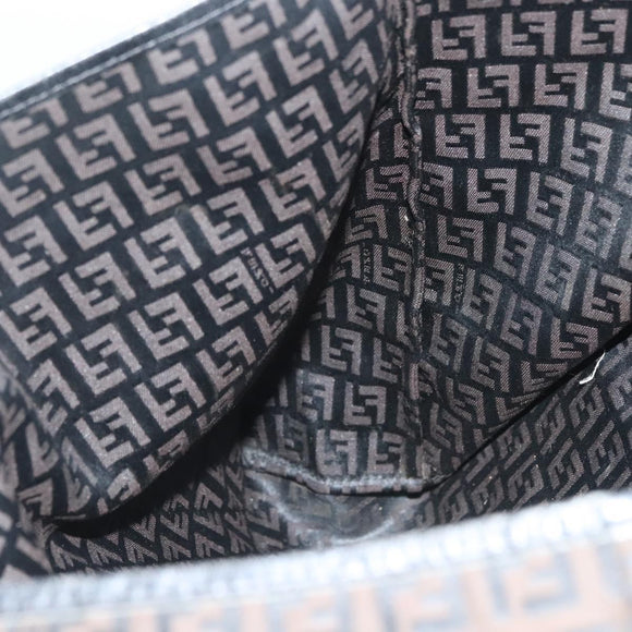 FENDI Zucchino Canvas Tote Bag Dark Brown Auth 141877