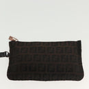 FENDI Zucchino Canvas Tote Bag Dark Brown Auth 141877-20