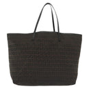 FENDI Zucchino Canvas Tote Bag Dark Brown Auth 141877-13