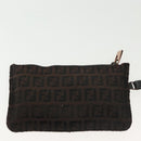 FENDI Zucchino Canvas Tote Bag Dark Brown Auth 141877-21
