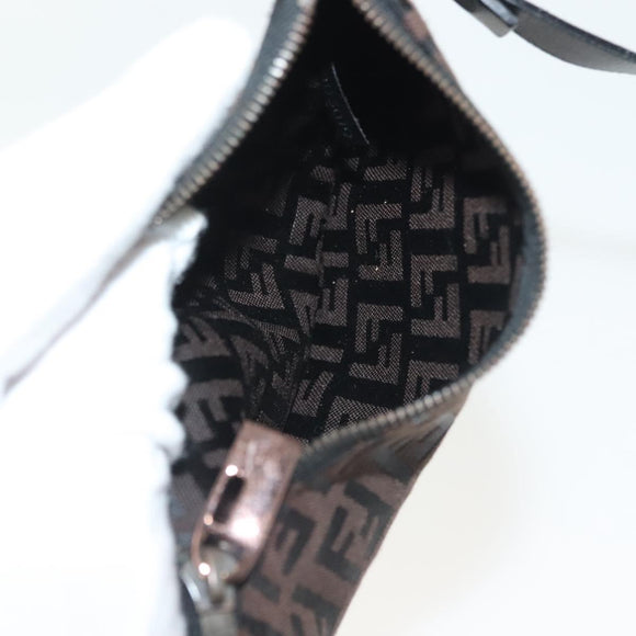 FENDI Zucchino Canvas Tote Bag Dark Brown Auth 141877