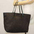 FENDI Zucchino Canvas Tote Bag Dark Brown Auth 141877-23