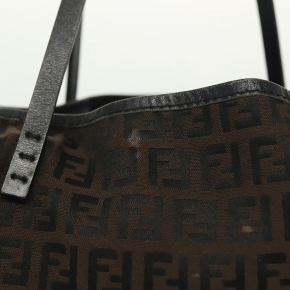 FENDI Zucchino Canvas Tote Bag Dark Brown Auth 141877
