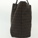 FENDI Zucchino Canvas Tote Bag Dark Brown Auth 141877-4