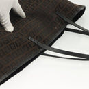 FENDI Zucchino Canvas Tote Bag Dark Brown Auth 141877-7