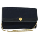 Christian Dior Trotter Canvas Chain Shoulder Bag Navy Gold Auth 141878-1