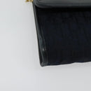 Christian Dior Trotter Canvas Chain Shoulder Bag Navy Gold Auth 141878-9