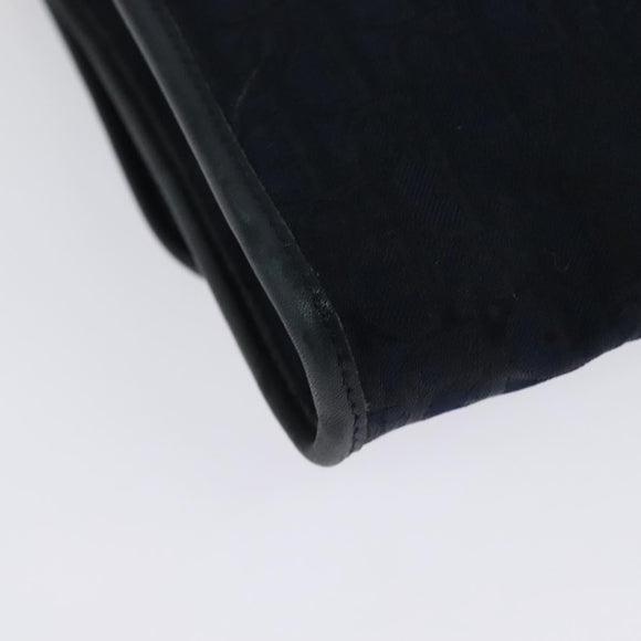 Christian Dior Trotter Canvas Chain Shoulder Bag Navy Gold Auth 141878