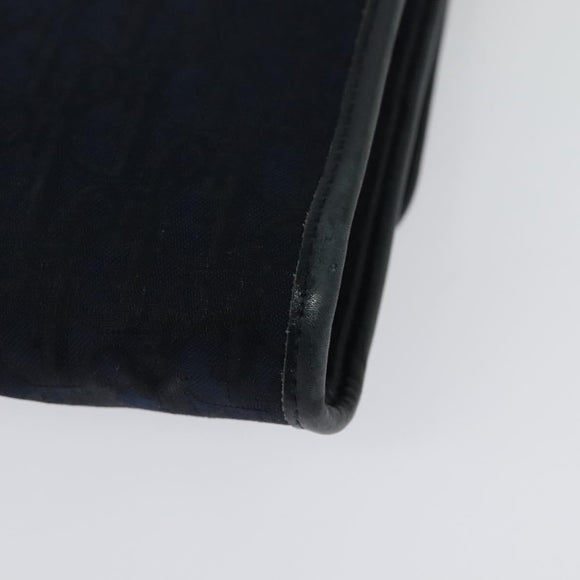 Christian Dior Trotter Canvas Chain Shoulder Bag Navy Gold Auth 141878