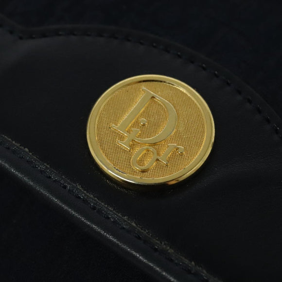 Christian Dior Trotter Canvas Chain Shoulder Bag Navy Gold Auth 141878