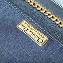 Christian Dior Trotter Canvas Chain Shoulder Bag Navy Gold Auth 141878-18
