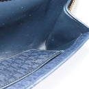 Christian Dior Trotter Canvas Chain Shoulder Bag Navy Gold Auth 141878-19