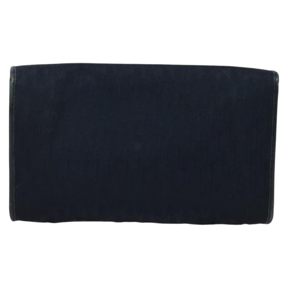 Christian Dior Trotter Canvas Chain Shoulder Bag Navy Gold Auth 141878