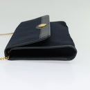 Christian Dior Trotter Canvas Chain Shoulder Bag Navy Gold Auth 141878-3