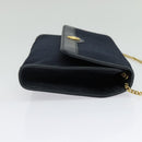 Christian Dior Trotter Canvas Chain Shoulder Bag Navy Gold Auth 141878-4