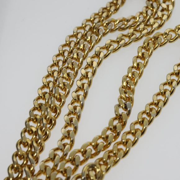 Christian Dior Trotter Canvas Chain Shoulder Bag Navy Gold Auth 141878