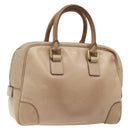 CELINE Hand Bag Leather Beige Gold Auth 141898-1