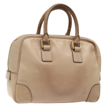 CELINE Hand Bag Leather Beige Gold Auth 141898