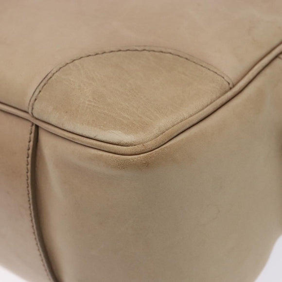 CELINE Hand Bag Leather Beige Gold Auth 141898