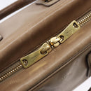 CELINE Hand Bag Leather Beige Gold Auth 141898-16